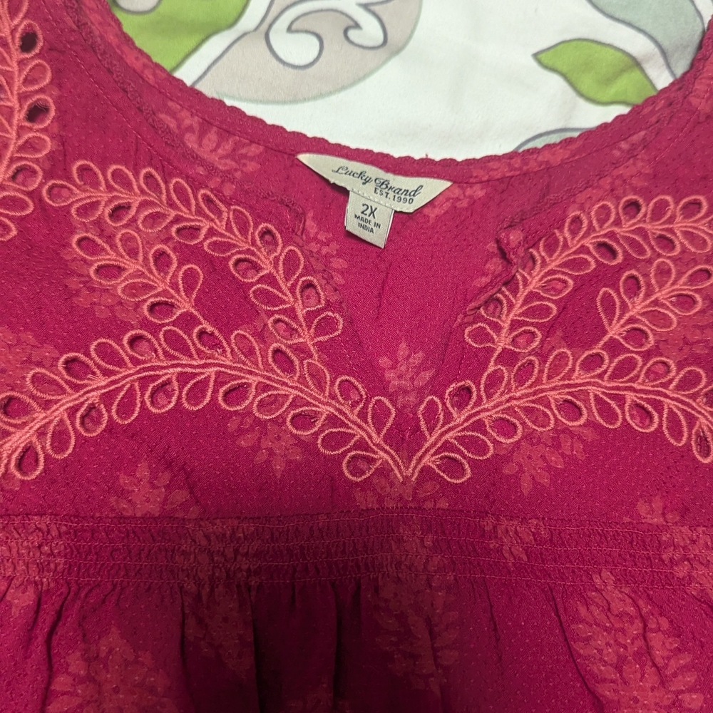 Lucky Brand Pink Embroidered Blouse - Picture 3 of 5